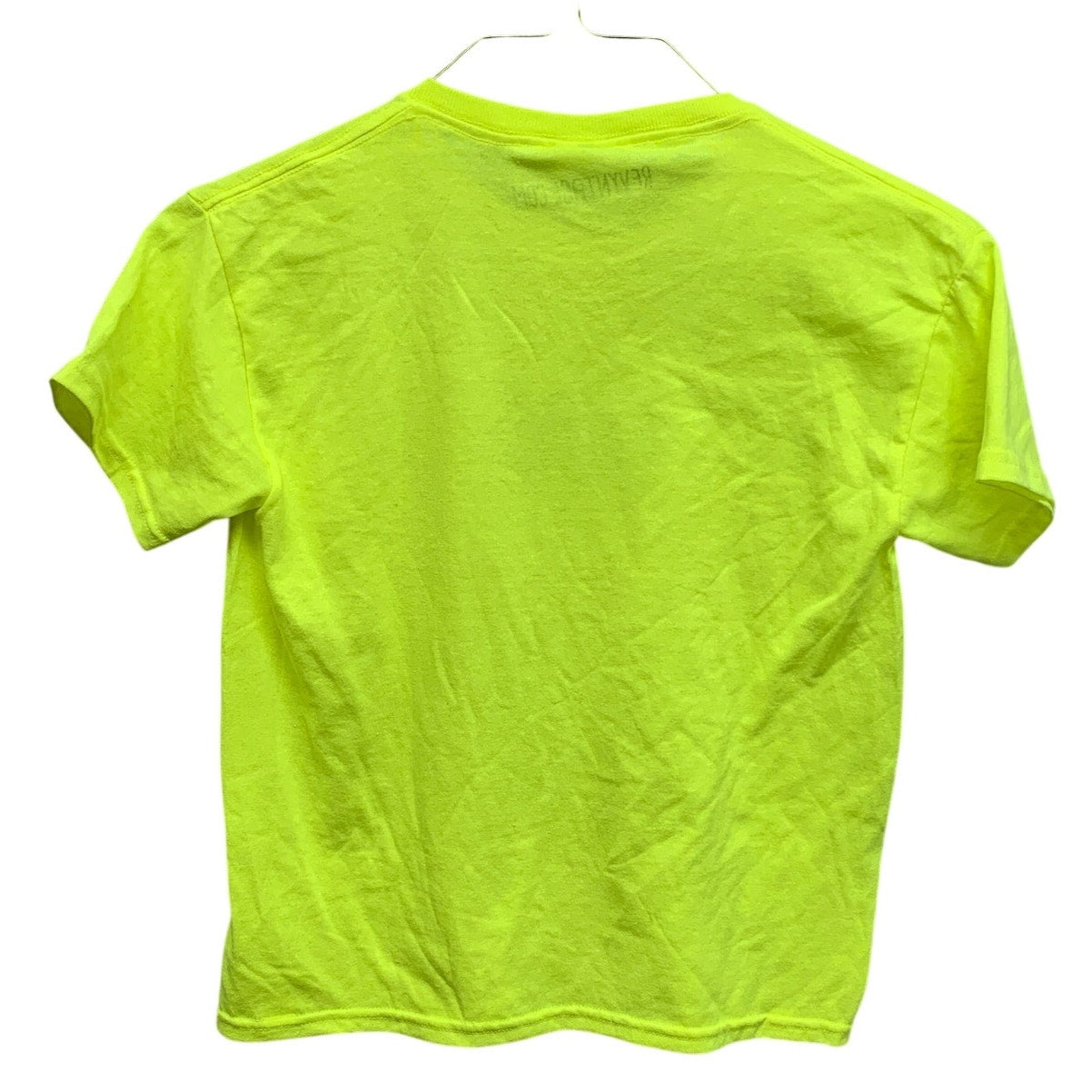 Hand Printed Upcycled Kids Medium Dragonfly Neon Yellow Short Sleeve Tee Shirt