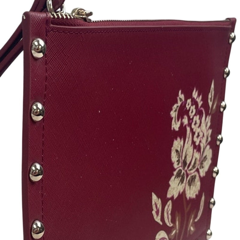New White House Black Market WHBM Red Floral Faux Leather Envelope Purse w Studs