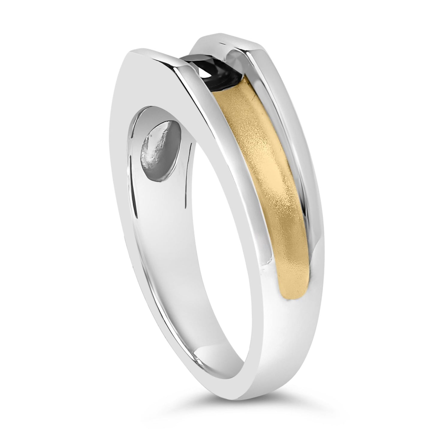 Men's 14K Yellow Gold Plated Sterling Silver 1/2 Cttw Black Diamond Band Ring-4