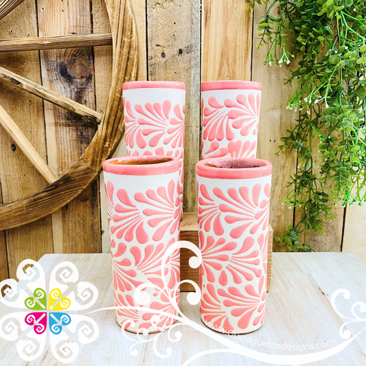 Set of 4 Pink Espiga Cilindro Tall Cup - Set Clay Cup