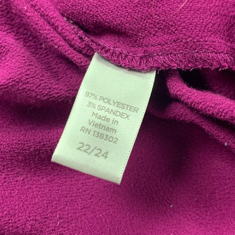 Avenue Womens 22/24 Dark Magenta PolySpandex Long Sleeve Key Hole Blouse