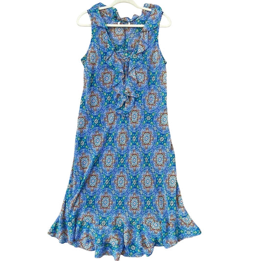 John Paul Richard Womens Large Sleeveless Floral Lace Up Polyester Midi Sundress