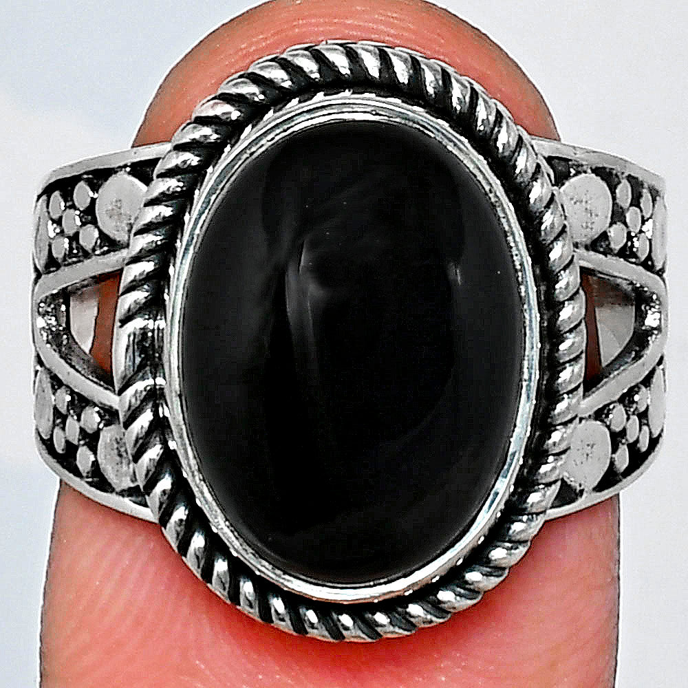 Premium Quality Natural Black Onyx Ring size-7 R-1732 23-ER10325-0