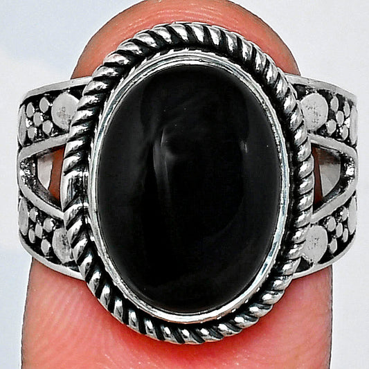 Premium Quality Natural Black Onyx Ring size-7 R-1732 23-ER10325-0