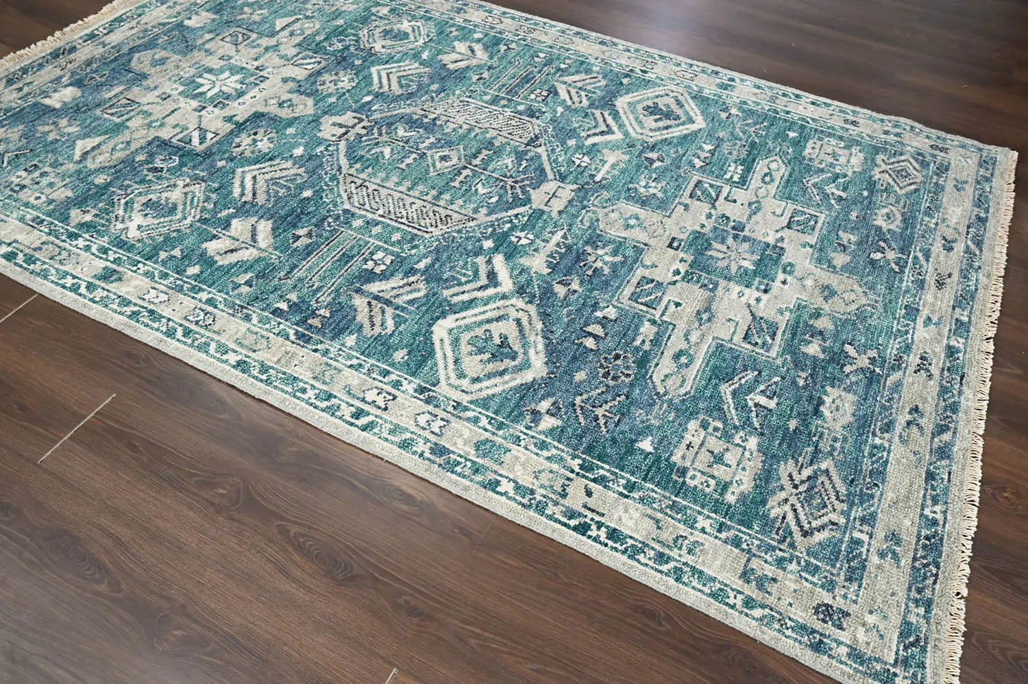 Multi Size Turquoise, Gray Hand Knotted Arts & Crafts 100% Wool Turkish Oushak Traditional Oriental Area Rug-3
