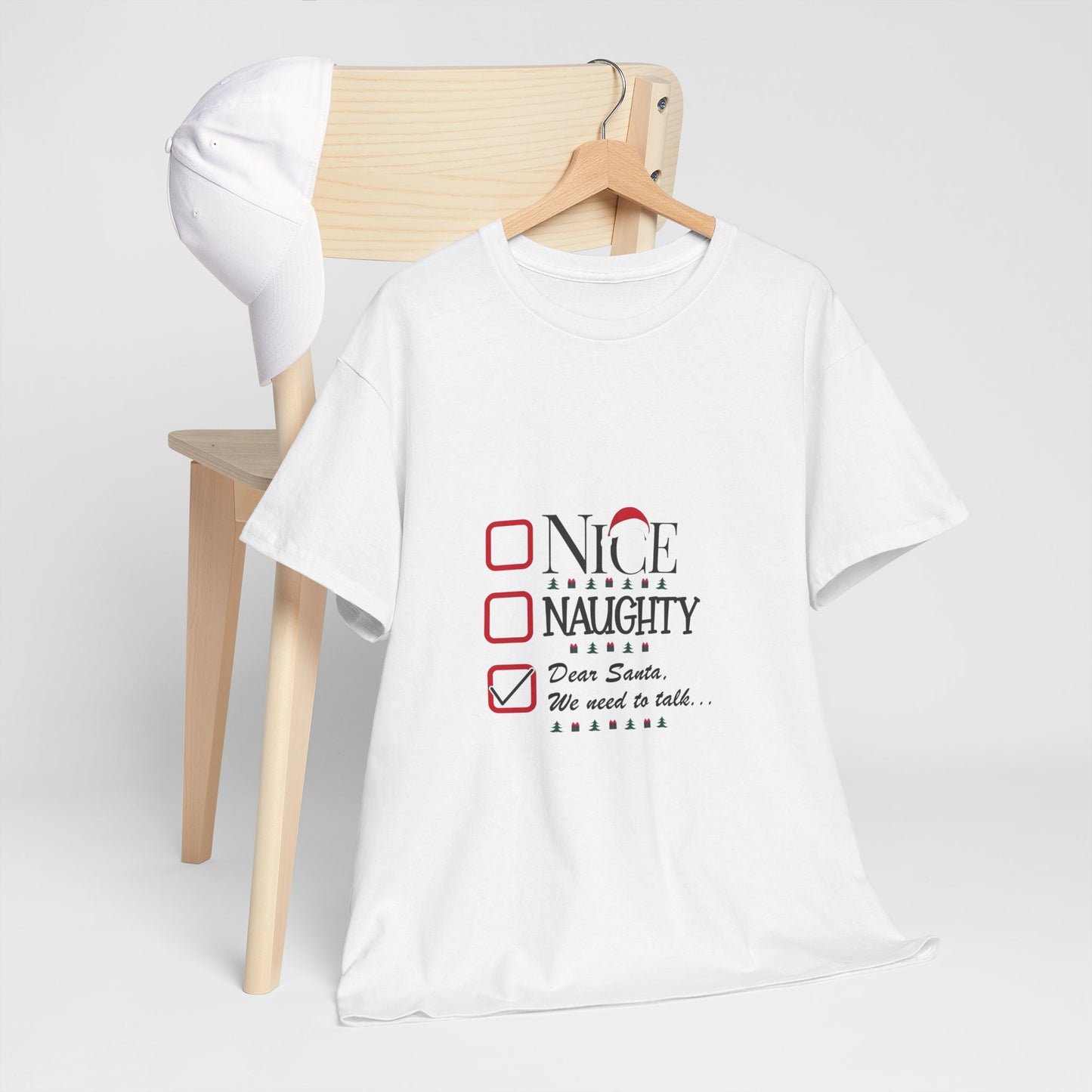 Funny Christmas Tee, Unisex Holiday Shirt, Naughty Nice Christmas Gift, Merry Christmas T-Shirt, Santa Gift