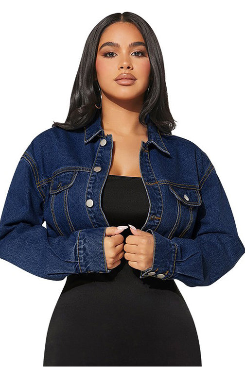 WOMEN FASHION DENIM CROP JACKET