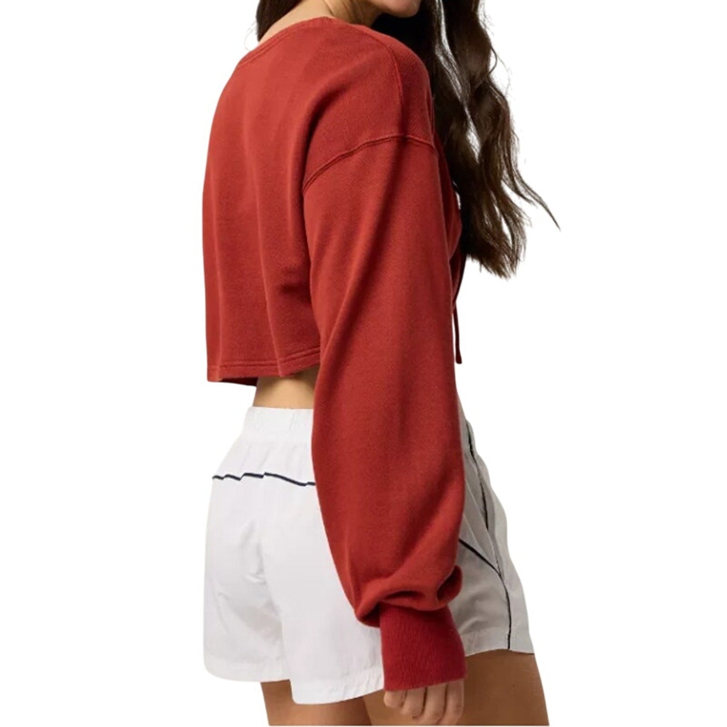 New OFFLINE By Aerie Womens Small Terry Cinched Front Summer Burgundy Crewneck