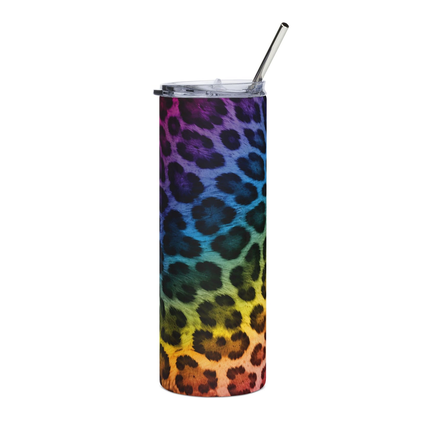 Rainbow Leopard 20oz Stainless Tumbler — Insulated Colorful Animal Print Travel Cup