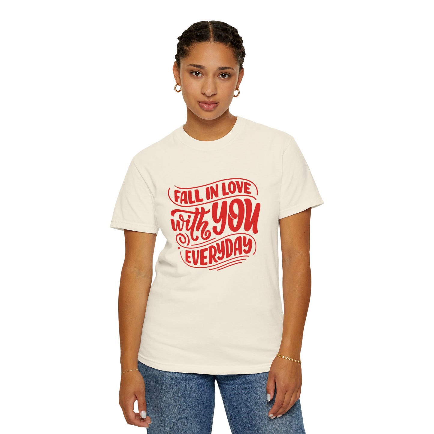 Fall in Love with YOU Quote T-shirt for Couples, Valentine's Day, Gifts for Him/Her, Casual Everyday Wear, Comfortable Unisex Tee