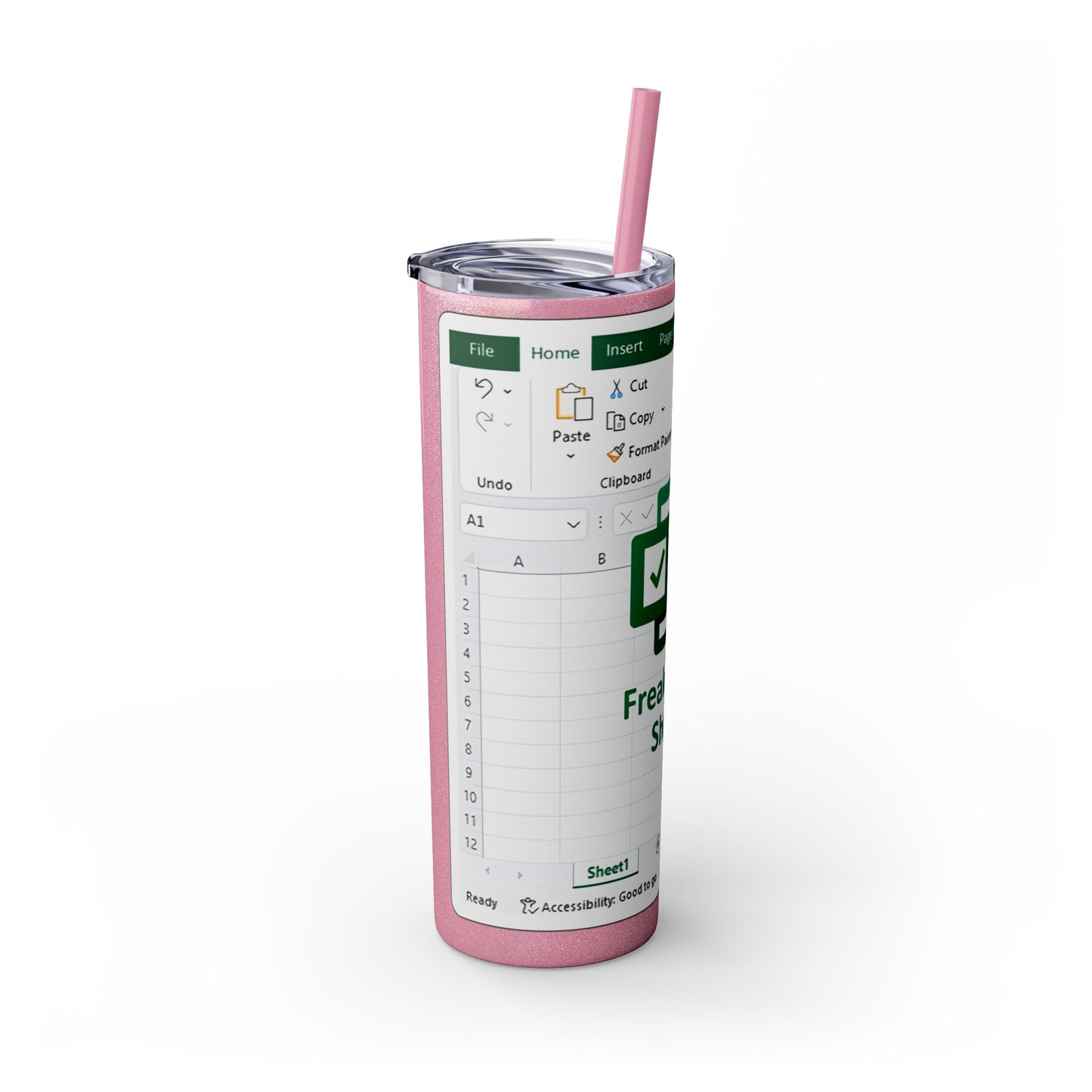Freak in the Sheets Spreadsheet Themed Tumbler, 20oz Gift for Students, Accountants, Office Humor, Funny Drinkware