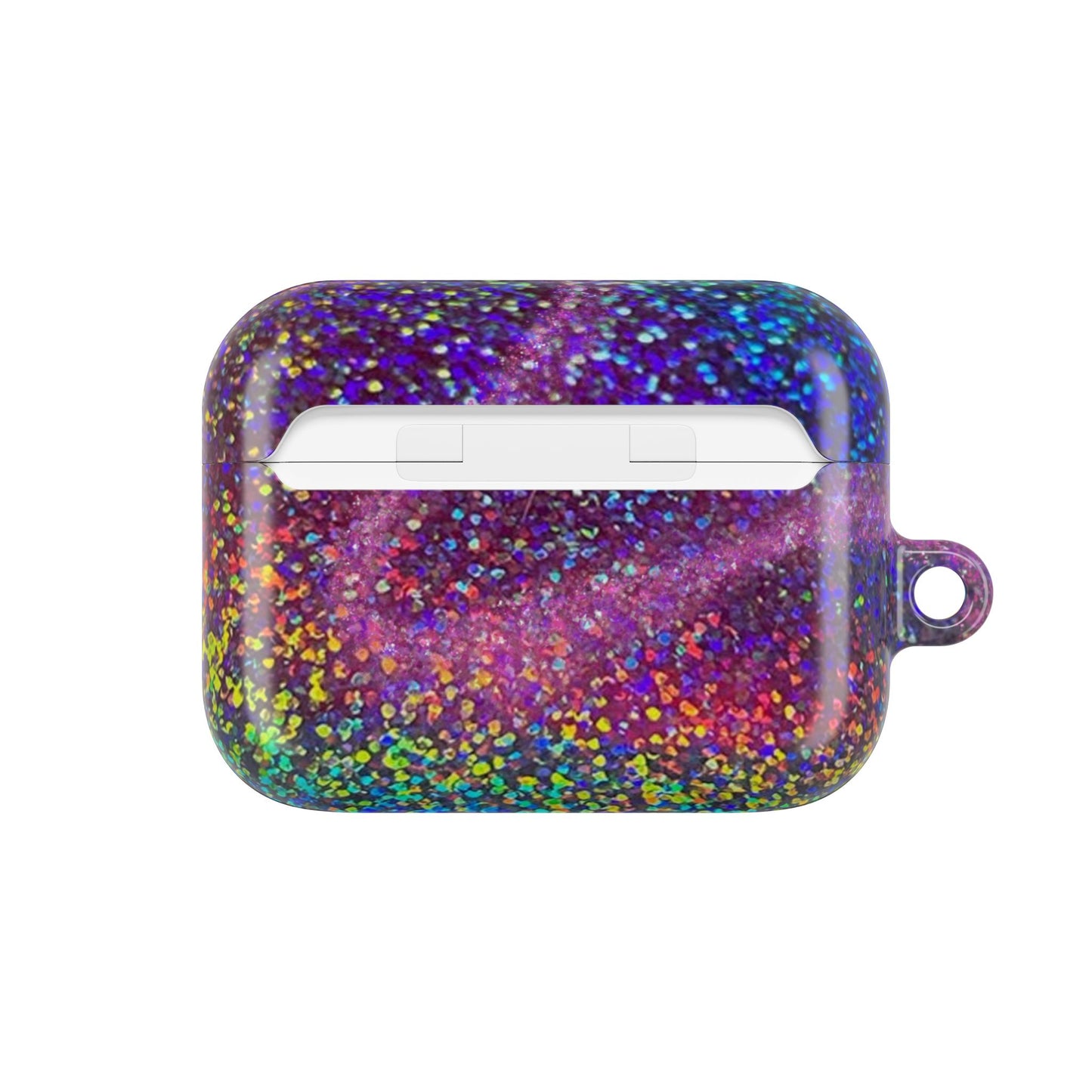 Holographic Rainbow Glitter Print Earbud Case - Personalized Name Option