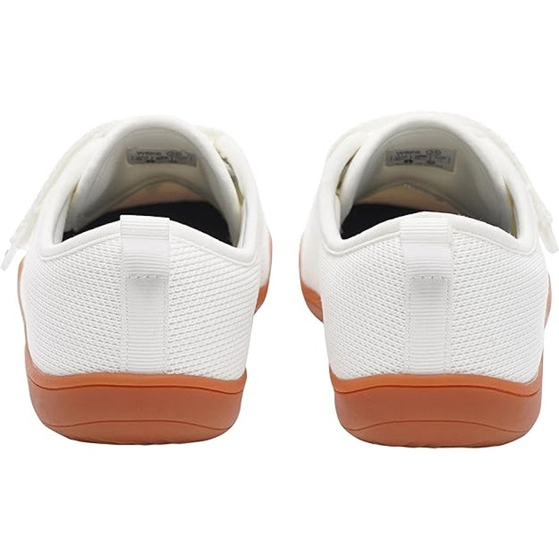 New Whitin Girls 12 White Canvas Hook Loop Wide Toe Box Zero Drop Sneaker Shoes