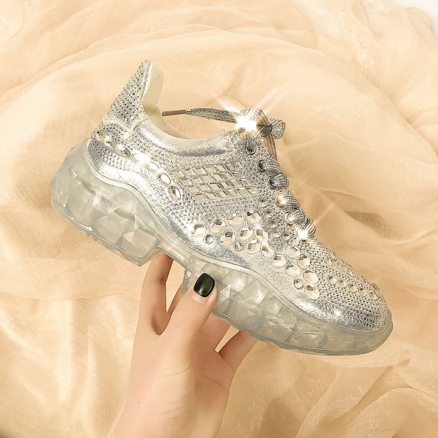 Spring and Autumn New Sports Shoes Fashion Rhinestone Trendy Women's Shoes