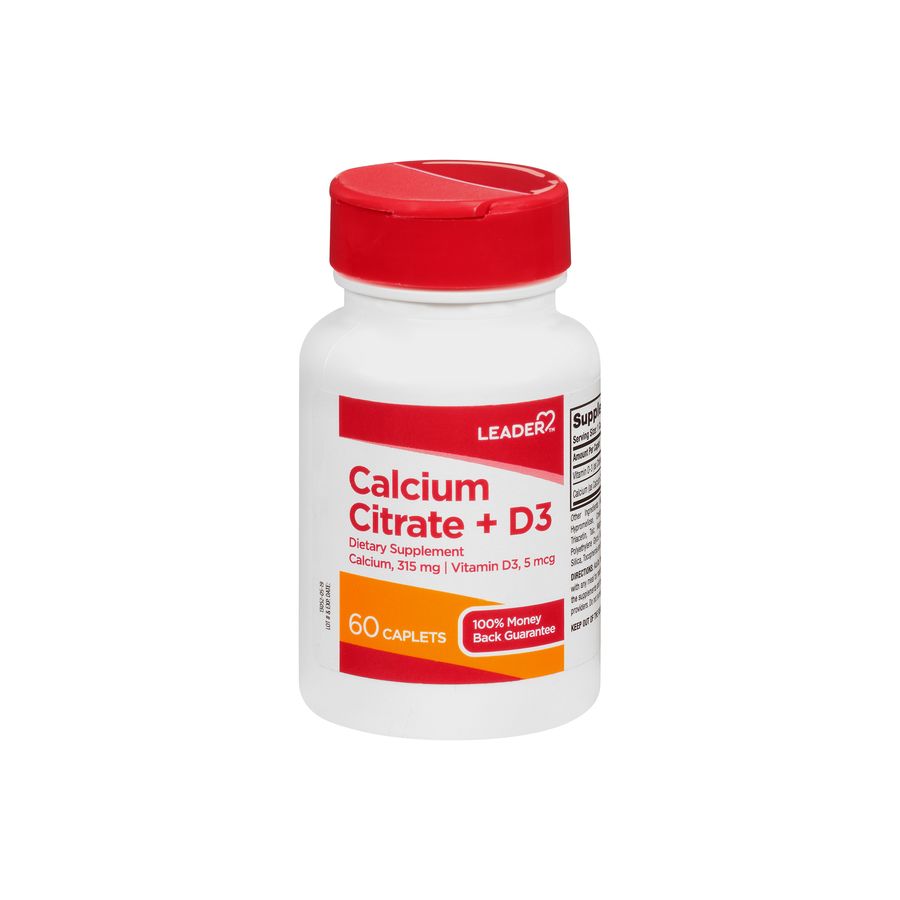 Leader Calcium Citrate + D3 Caplets 60 ct