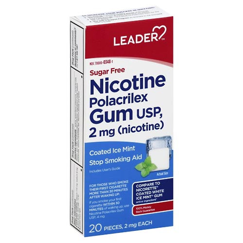 Leader Nicotine Gum  2 Mg  Sugar Free  Mint 20Ct