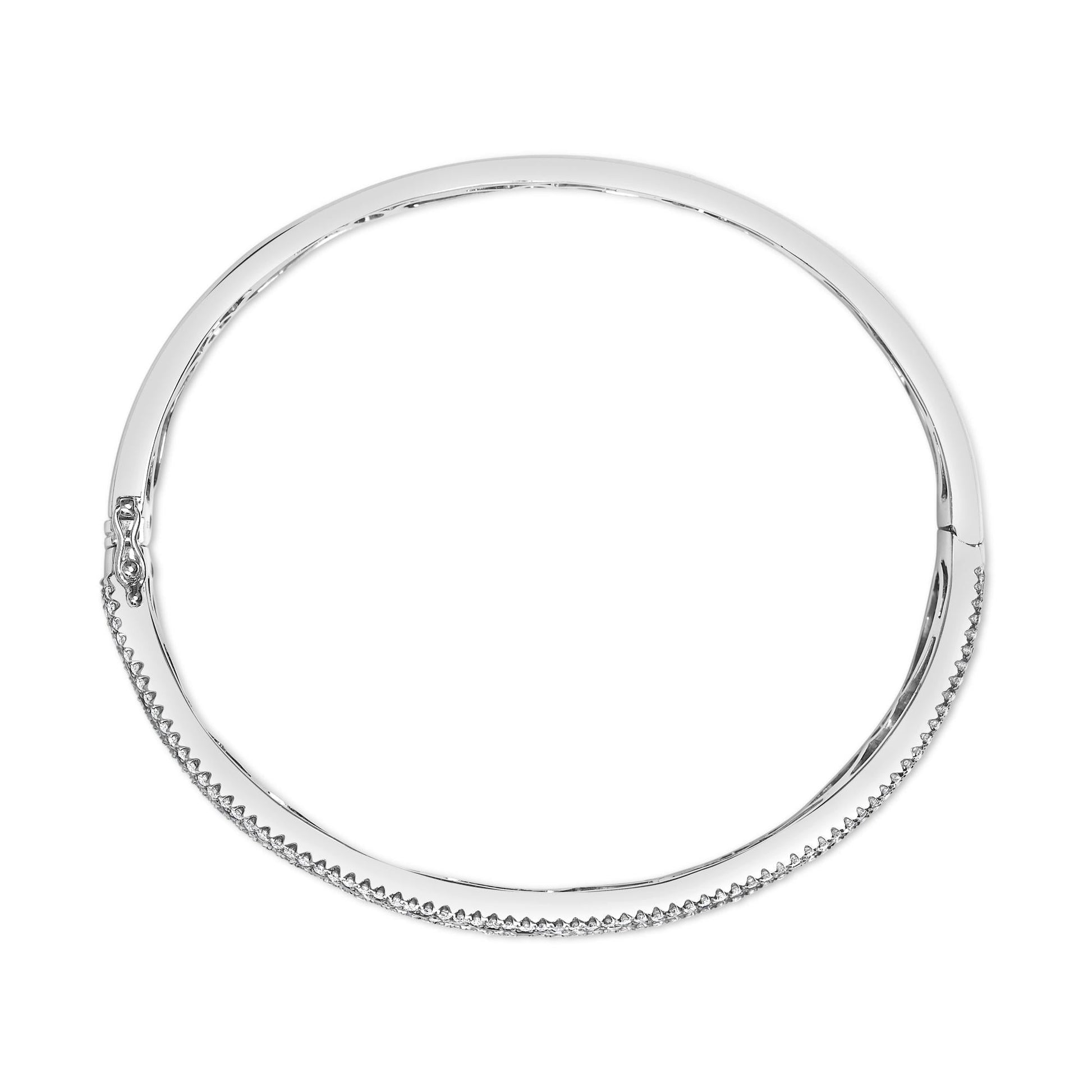 18K White Gold Alternating Diamond and 8.00 Cttw Princess Cut Blue Sapphire Multi Row Bangle Bracelet (G-H Color, VS1-VS2 Clarity) - 7" Inches-3