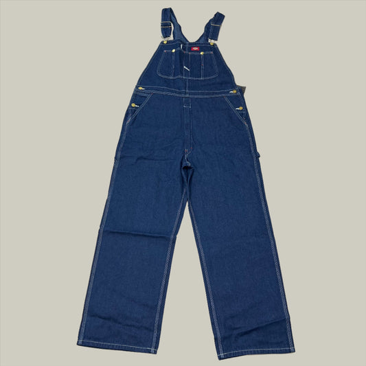 DICKIES Classic High Back Wide Leg Bib Overall Men's 32X30 Rinsed Indigo Blue