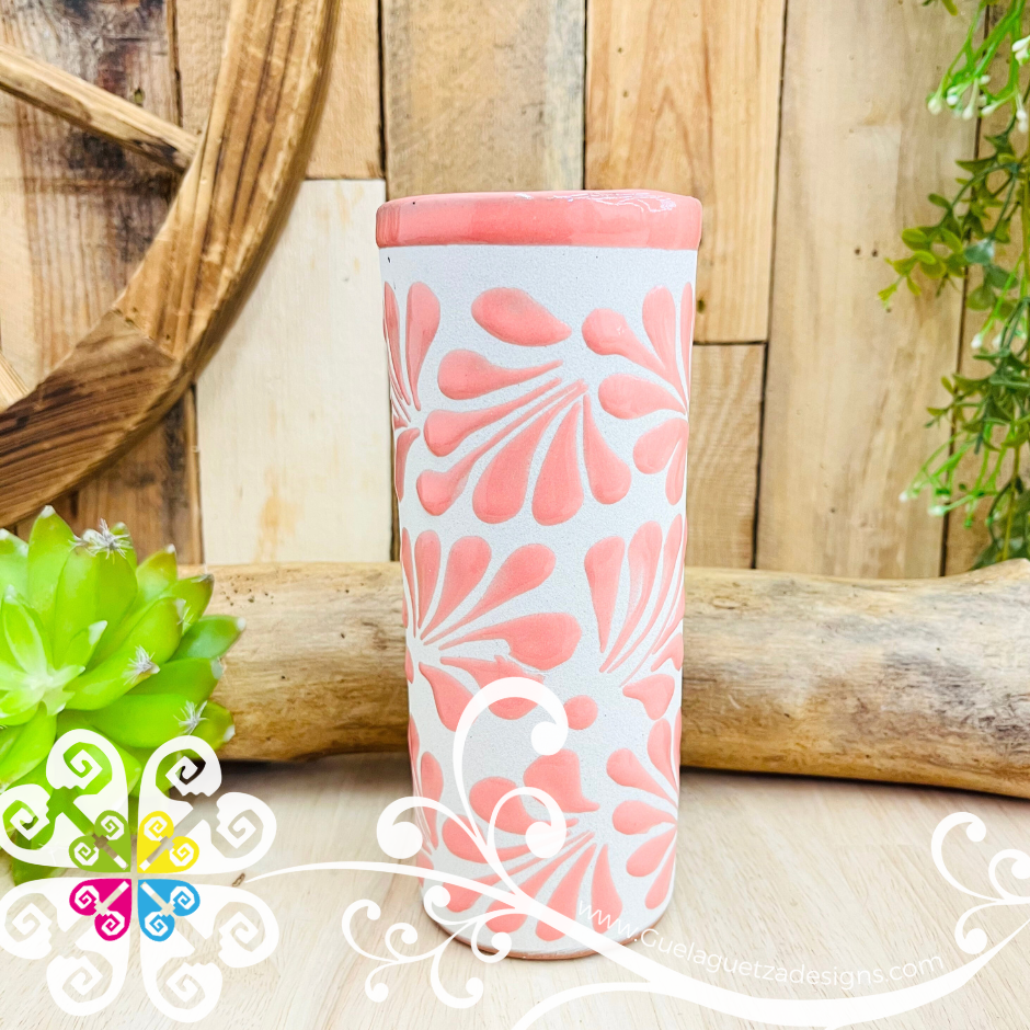 Set of 4 Pink Espiga Cilindro Tall Cup - Set Clay Cup