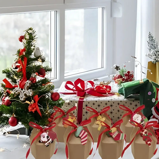 24 Pcs Christmas Gift Boxes with Cards Cartoon Santa
