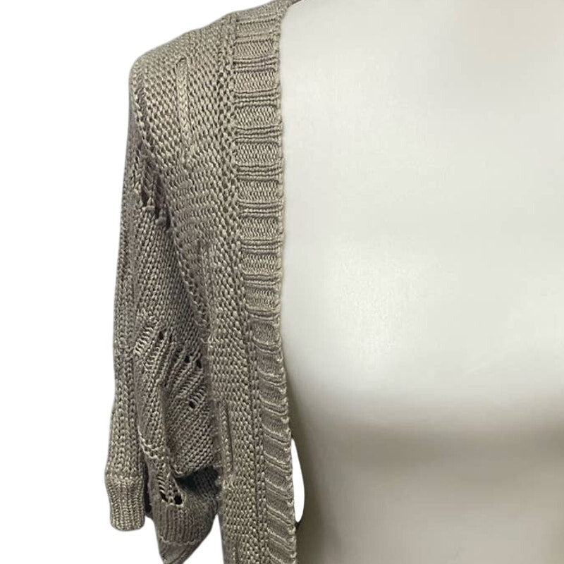 Venue Womens Medium Acrylic Short Sleeve Long Open Loose Knit Cardigan Sweater