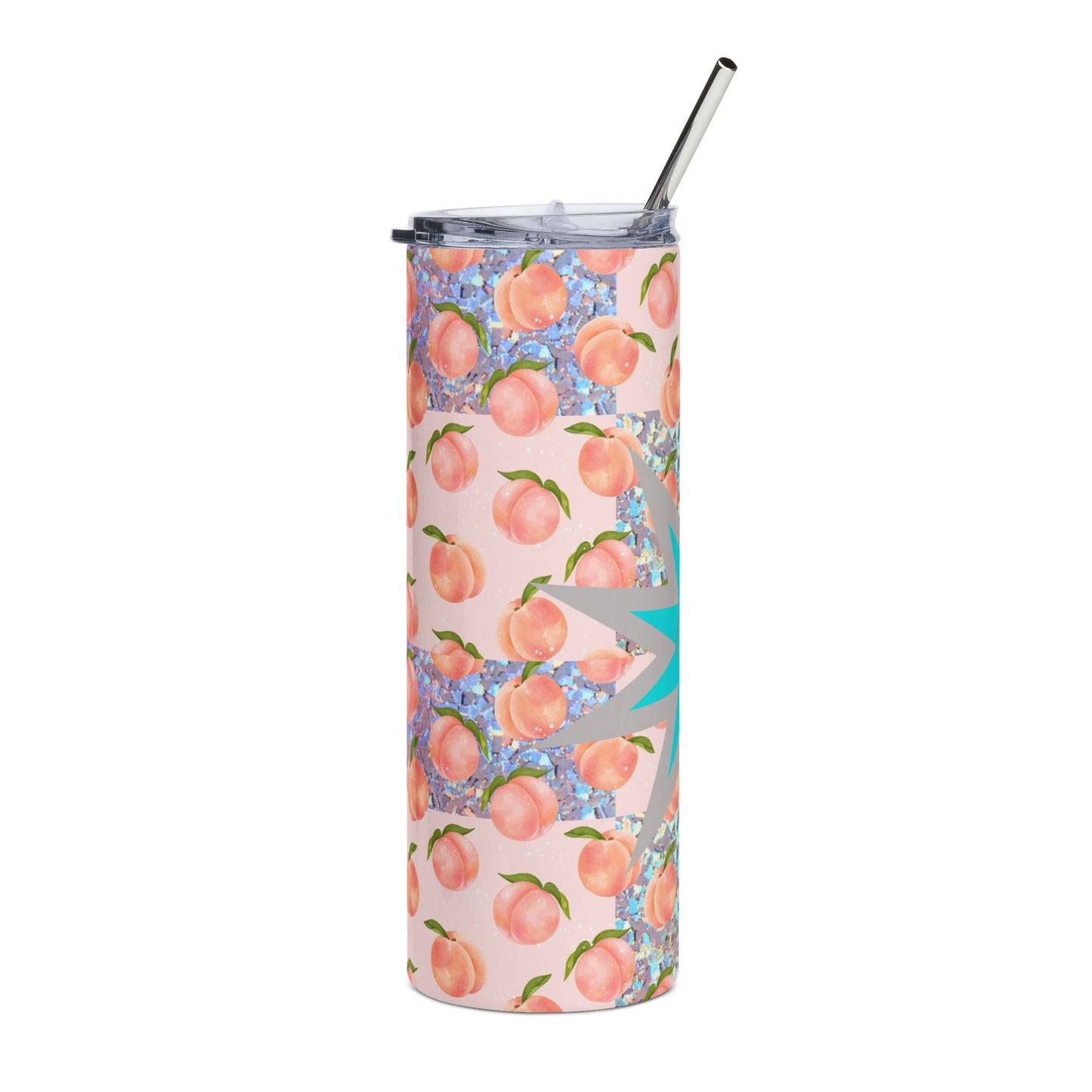 Customized Name - Peach Pattern Skinny Tumbler | 20oz Stainless Steel Travel Cup