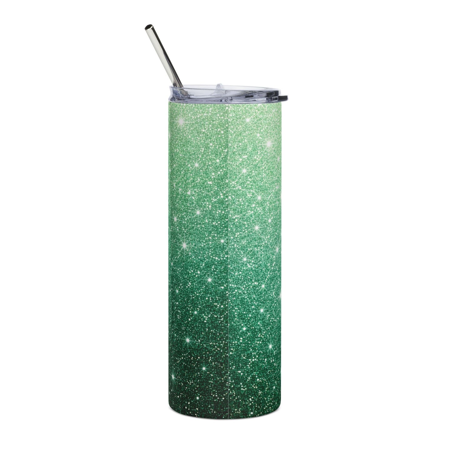 Sparkling Emerald Ombre Tumbler — 20oz Stainless Steel Glitter Water Bottle