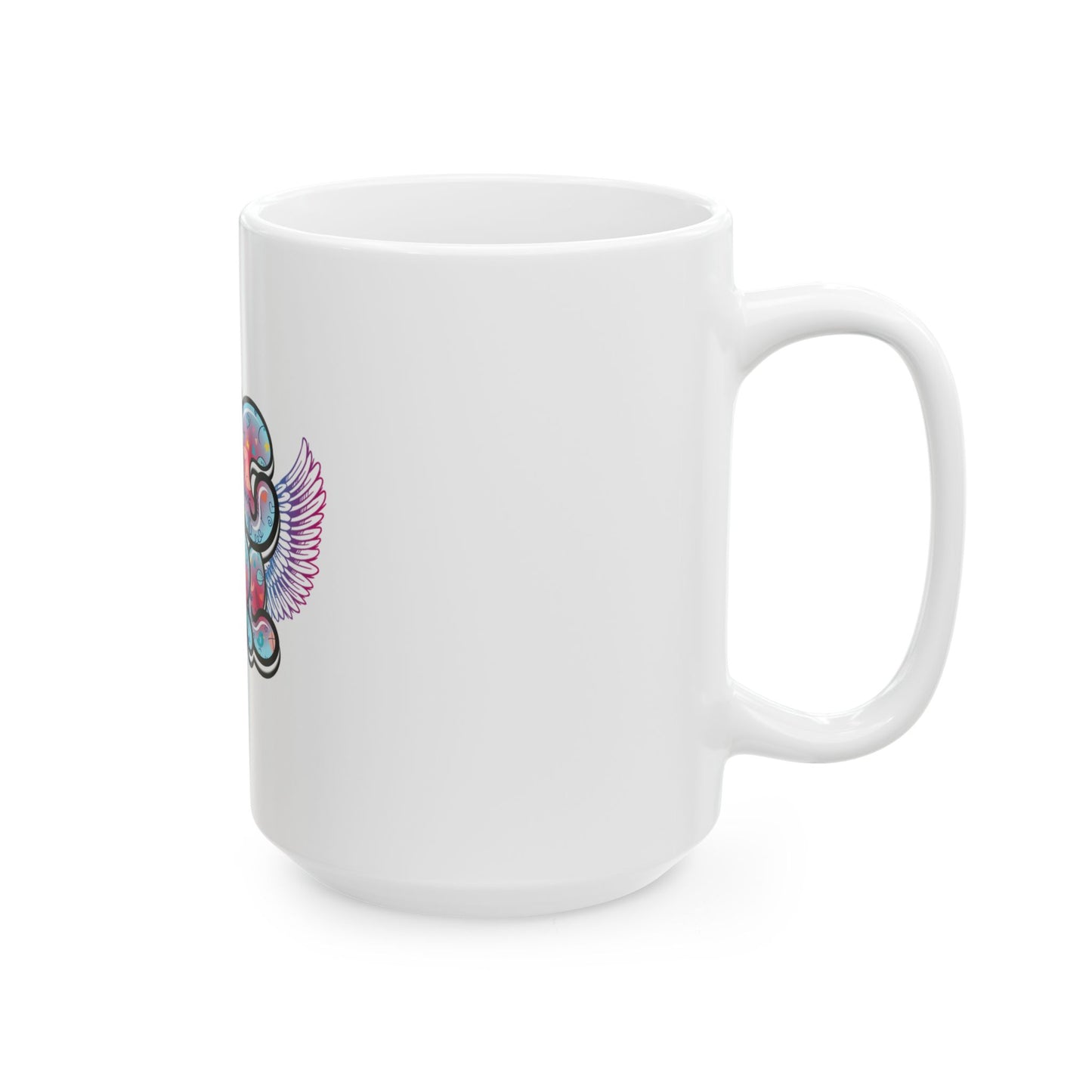 Big Girl Ceramic Mug with Colorful Wing Design, Fun Gift for Birthdays, Coffee Lovers, Tea Drinkers, Unique Office Mug
