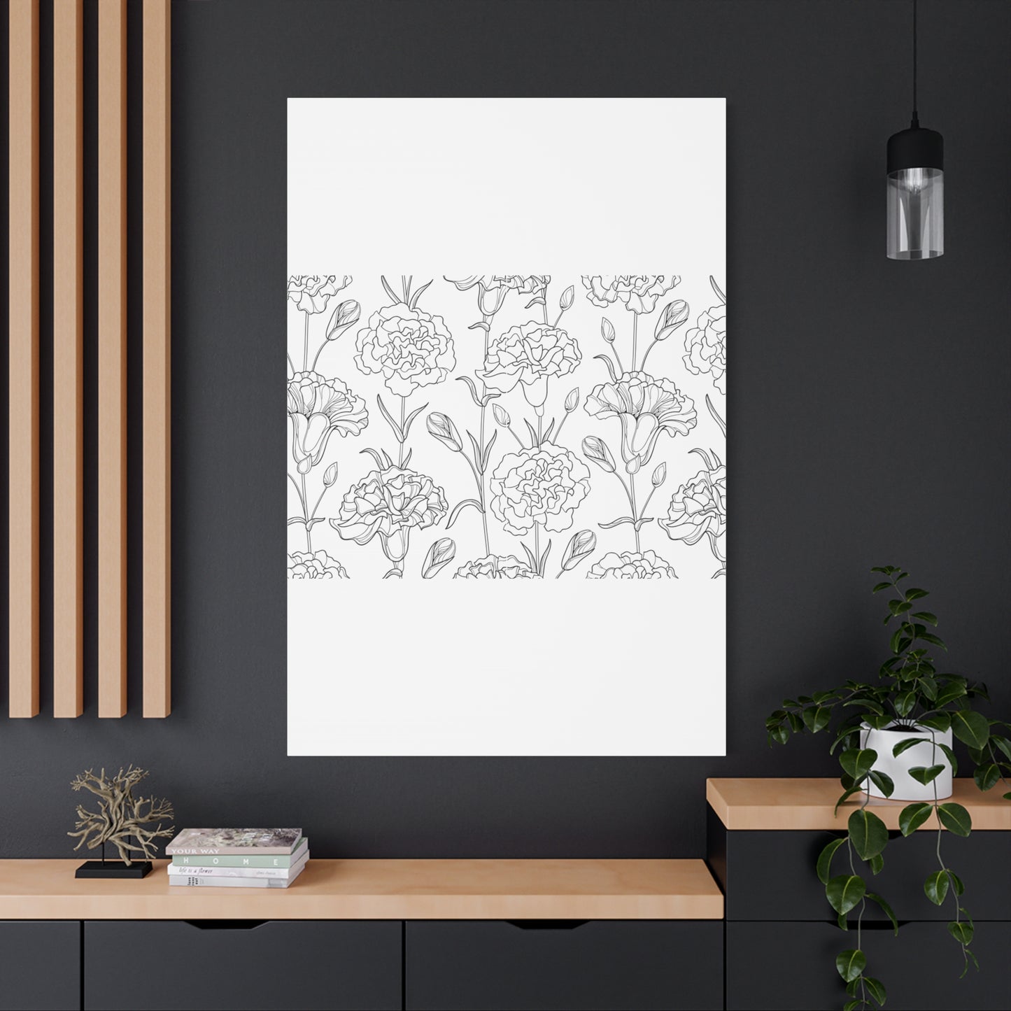 Floral Canvas Art, Stretched Wall Decor, Home Gift, Botanical Print, Modern Design, Matte Finish