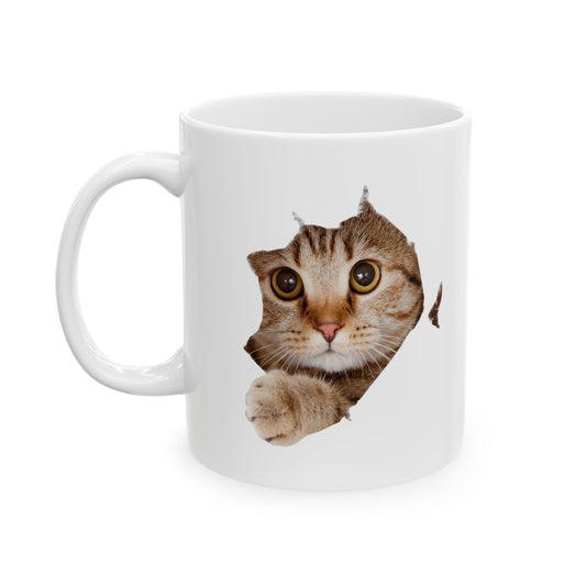 Cute Cat Ceramic Mug, Cat Lover Gift, Coffee Tea Cup, Animal Lover Mug, Pet Lover Present, Birthday Gift for Her