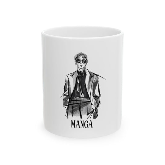Stylish Manga Ceramic Mug - Perfect for Anime Lovers, Coffee Enthusiasts, Gift for Holidays, Home & Office Decor