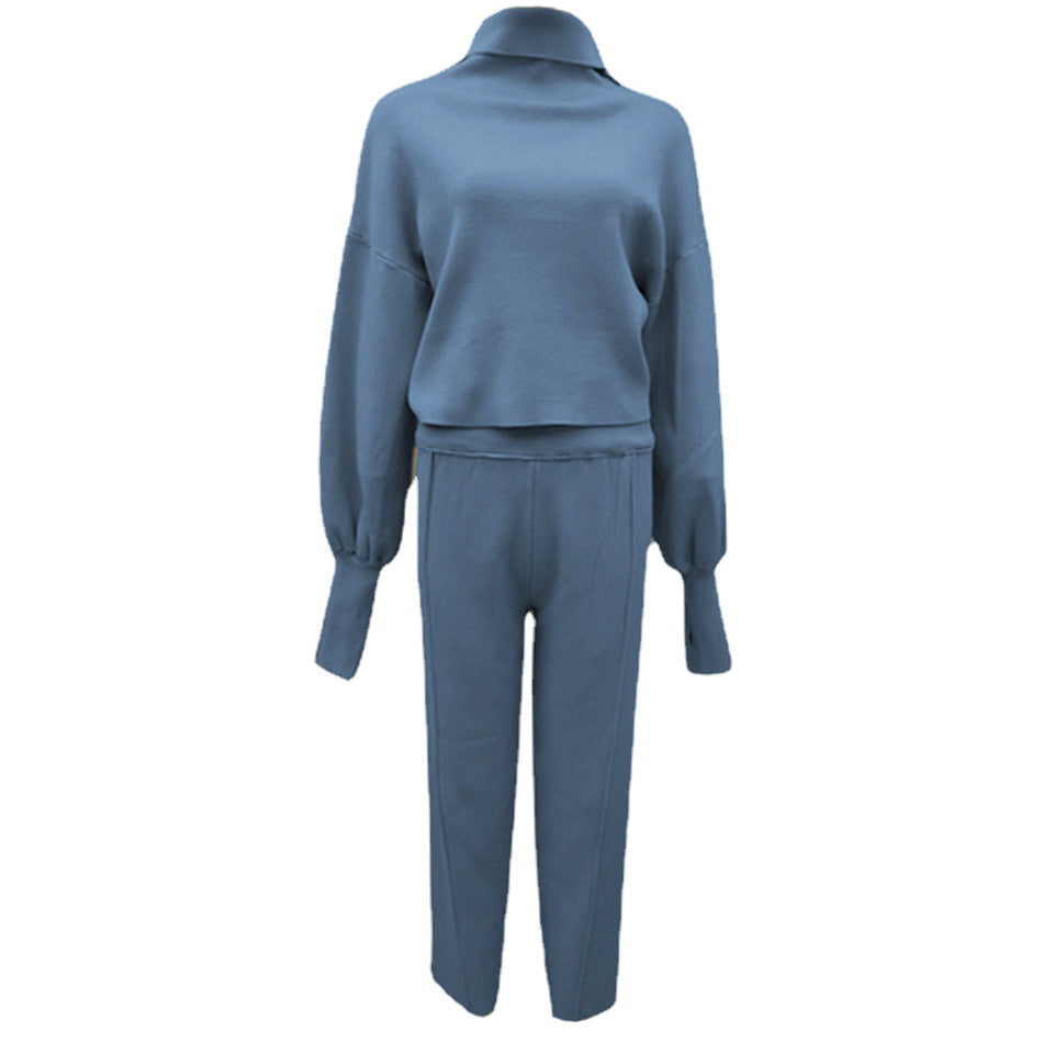 Solid Color Inner Wear 2-Piece Sweater + Pants Set