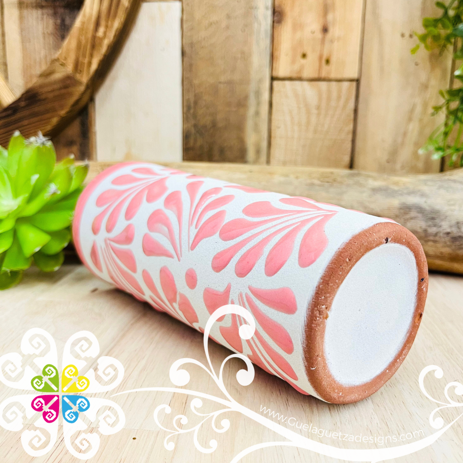 Set of 4 Pink Espiga Cilindro Tall Cup - Set Clay Cup