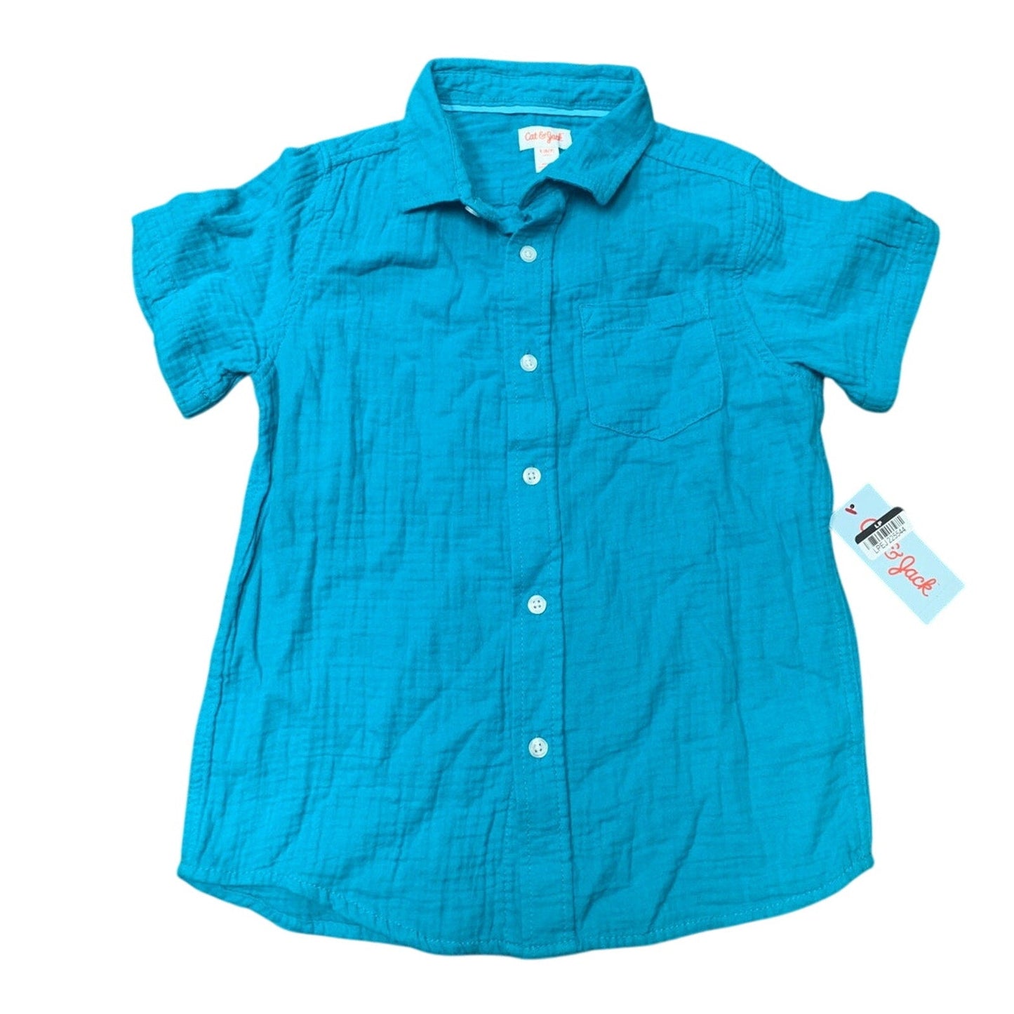 2 New Cat & Jack Boys XL Extra Large Short Sleeve 100% Cotton Button Up Shirts