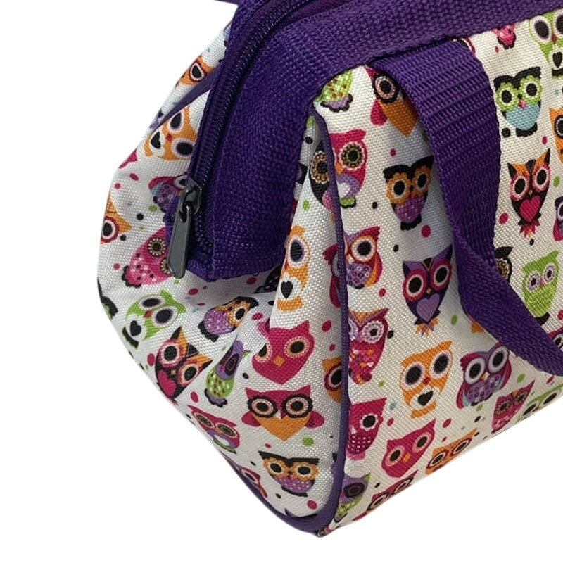 Fit & Fresh Zip Top Owl Bird Print Double Handle Thermal Lunch Bag Tote