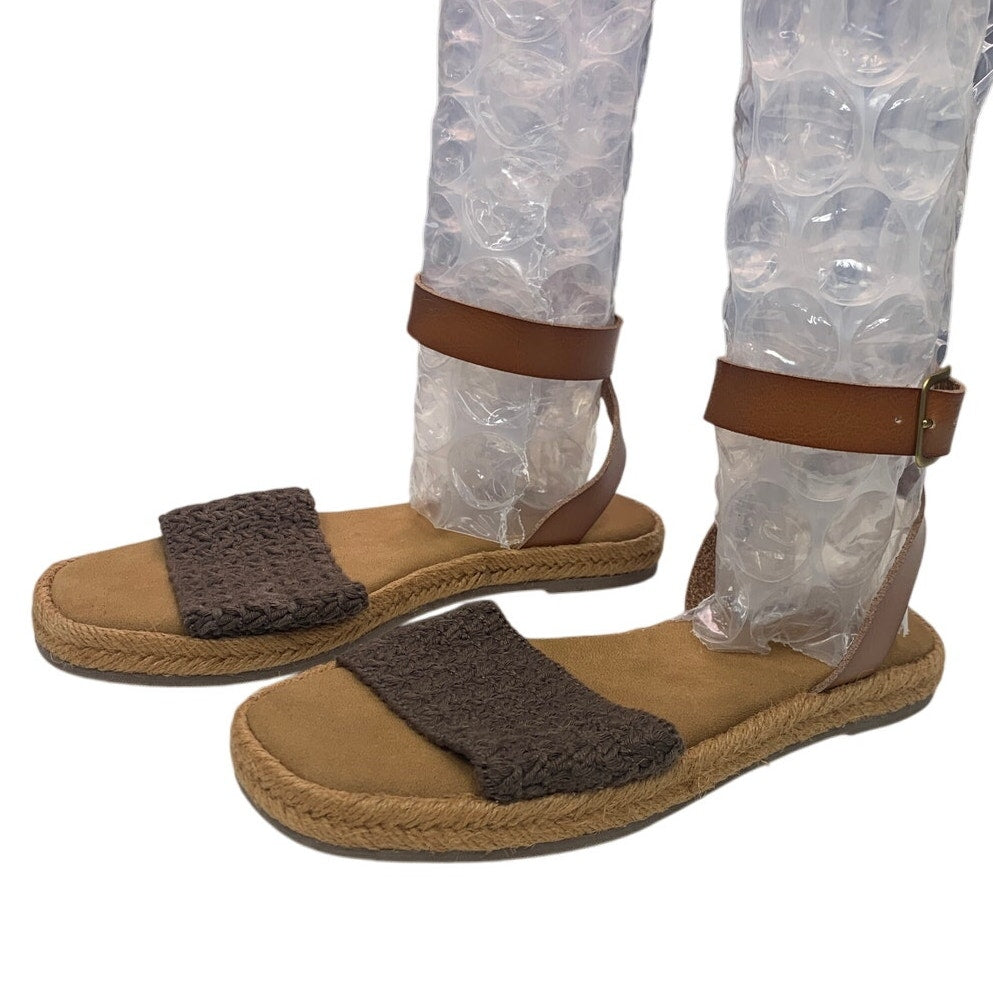 New American Eagle Womens US Size 8 Espadrille Ankle Wrap Faux Leather Sandals