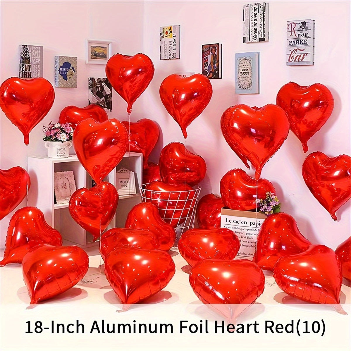 15pcs Red Heart Love Aluminum Balloons-2