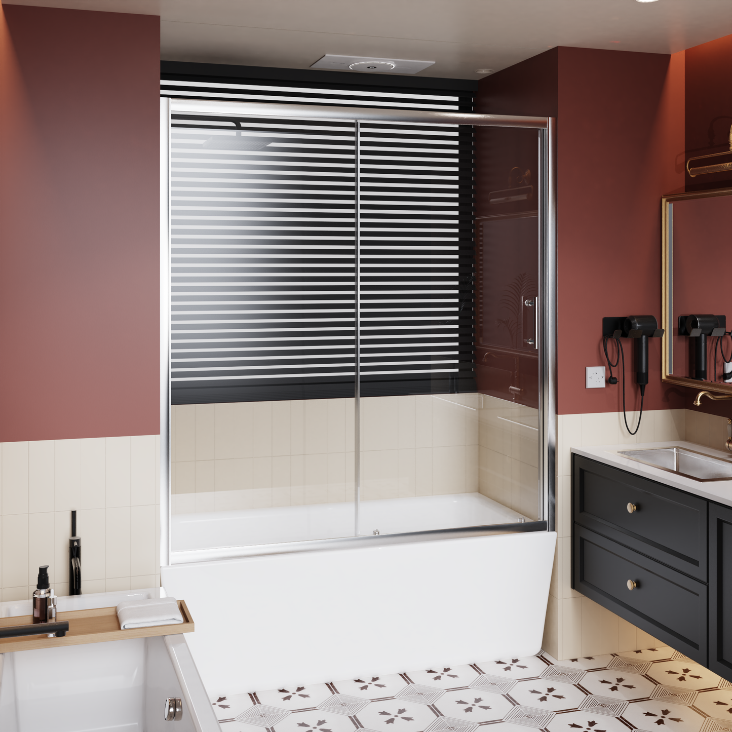 60" W x 62" H Single Sliding Shower Door for Bathtub