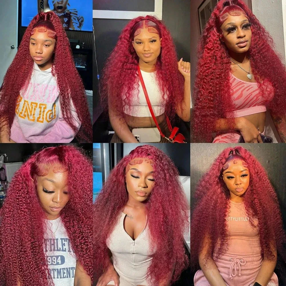 Collage of a person with red hair styled in different ways.