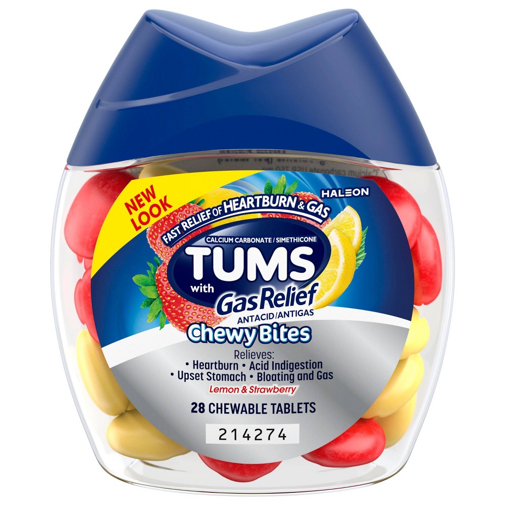 Tums Antacid Extra Strength Chewy Bites Lemon & Strawberry 28 CT