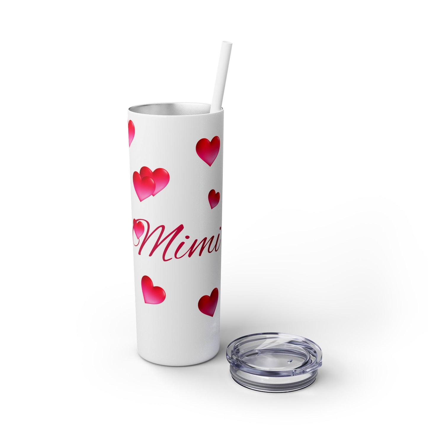 Gepasmaakte Glitter 20oz Dun Tumbler met Pienk Hartpatroon — [Jou Naam Hier]