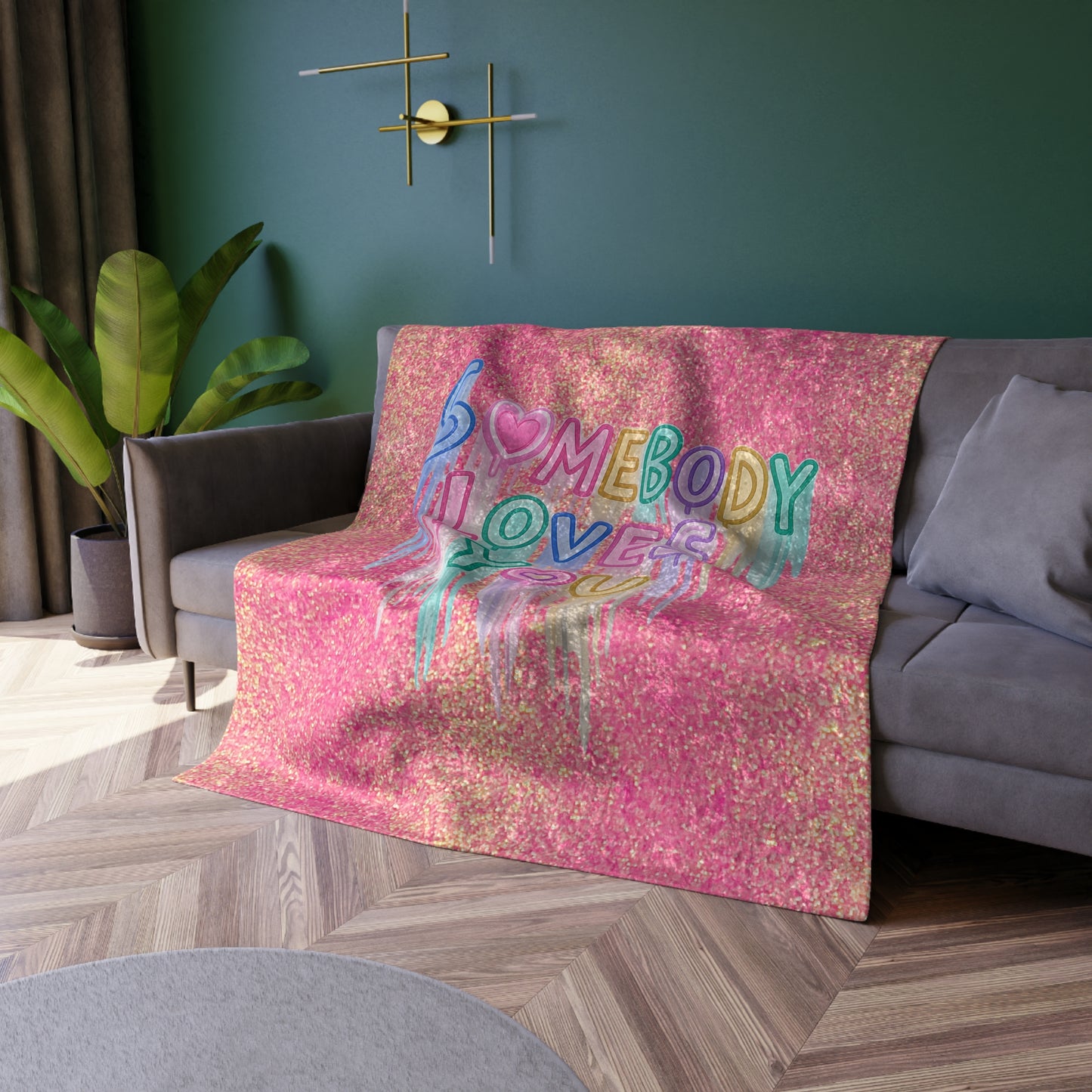 Pink Crushed Velvet Blanket — 'Somebody Loves You' Shiny Pink Cozy Throw