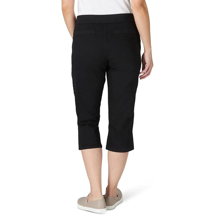 Chic Classic Collection Womens Size 12 Black Easy Fit Elastic Waist Capri Pants