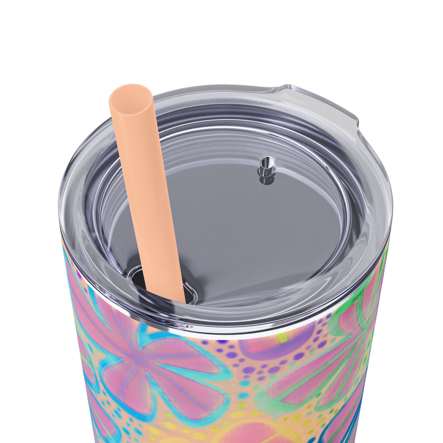 Pastel Butterfly Tumbler, 20oz Drinkware, Spring Decor, Cute Gift for Her, Eco-Friendly Cup, Floral Water Bottle