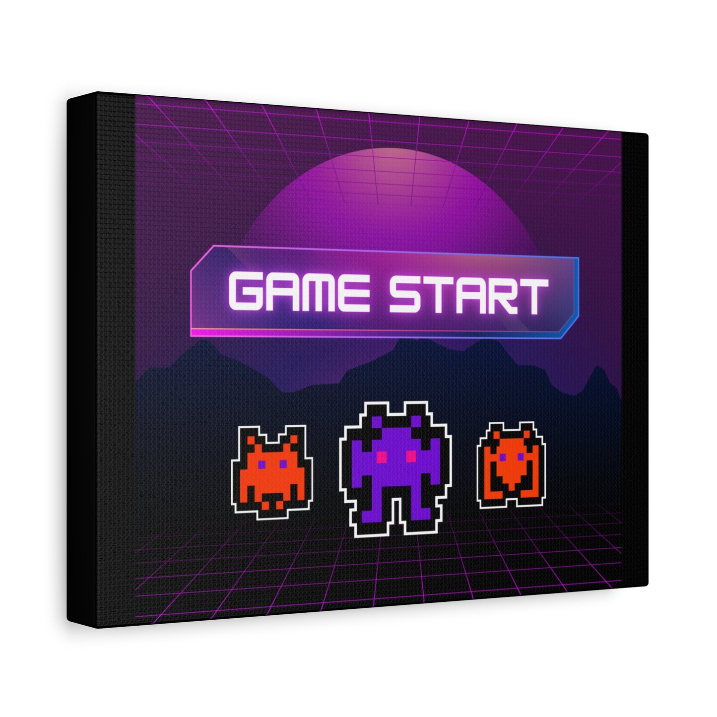 Retro Game Start Canvas Art Print | 80s Gaming Wall Decor, Gamer Gift, Pixel Art, Nostalgic Artwork, Home Decor