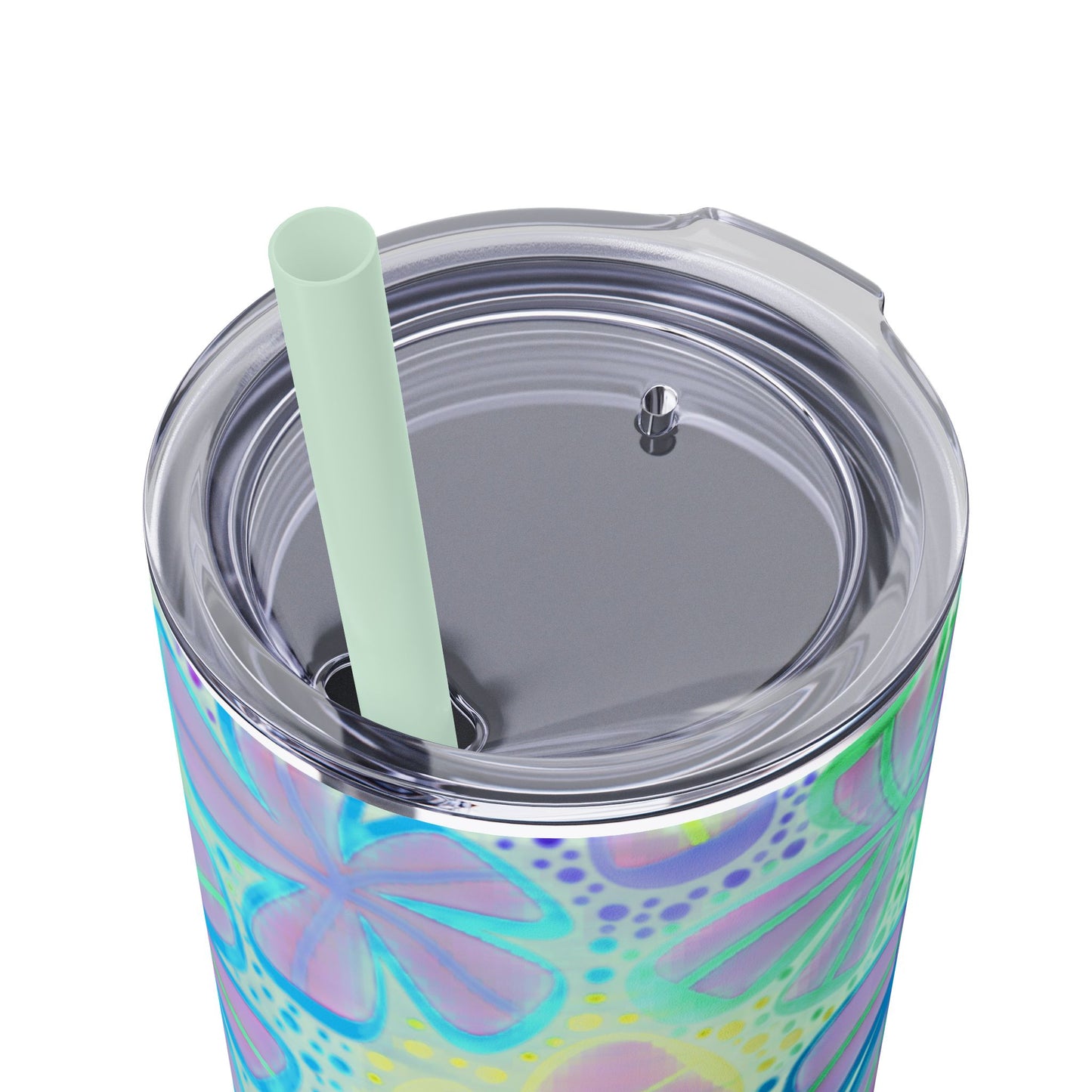 Pastel Butterfly Tumbler, 20oz Drinkware, Spring Decor, Cute Gift for Her, Eco-Friendly Cup, Floral Water Bottle