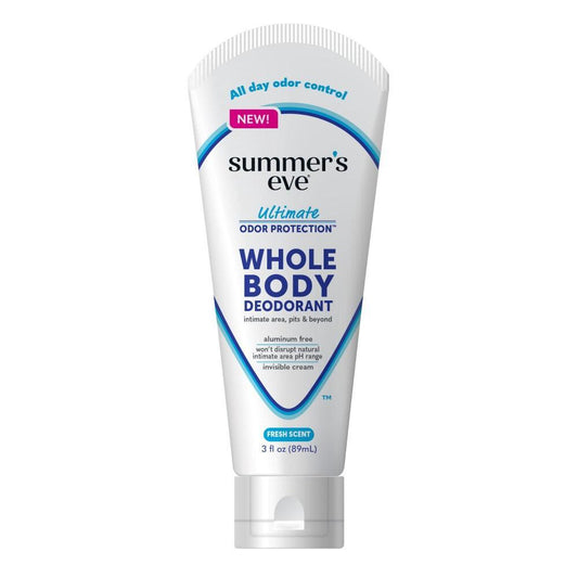 Summer's Eve Whole Body Deodorant - Aluminum-Free Cream, Fresh Scent, 3 oz (Non-Aerosol)
