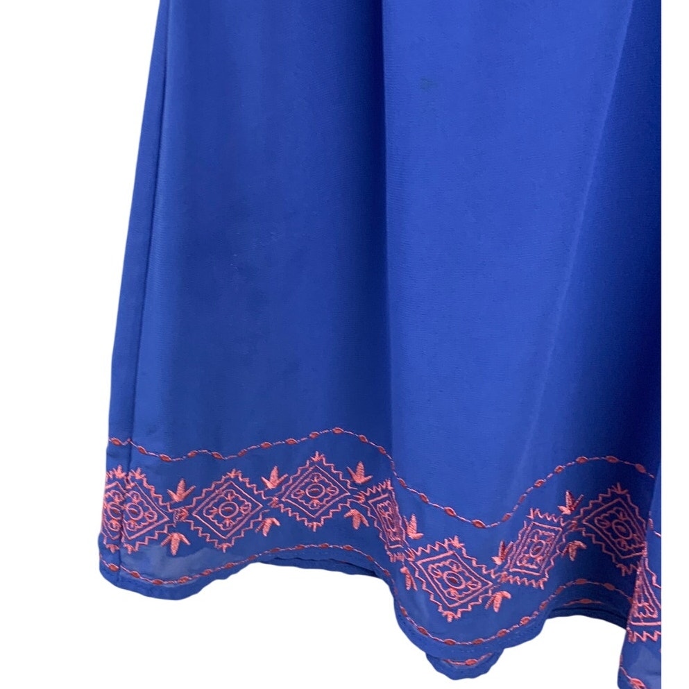 Mi Ami Womens Medium 100% Polyester Embroidered Pattern Lined Blouson Dress