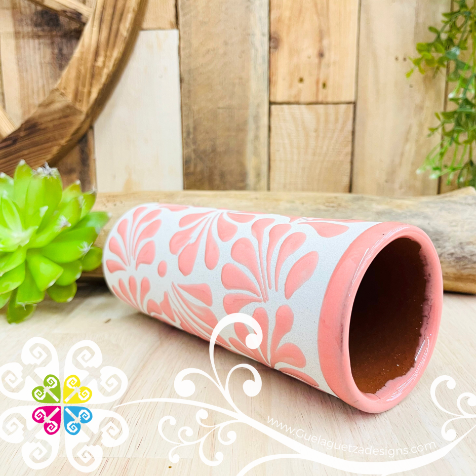 Set of 4 Pink Espiga Cilindro Tall Cup - Set Clay Cup