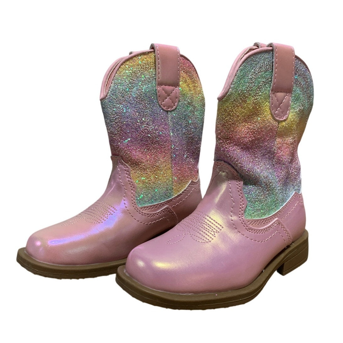 Dream Pairs Girls Size 7 Pastel Glitter Pull On Low Heel Western Cowboy Boots